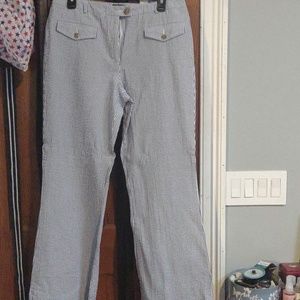 LL Bean searsucker blue and white stripe pants